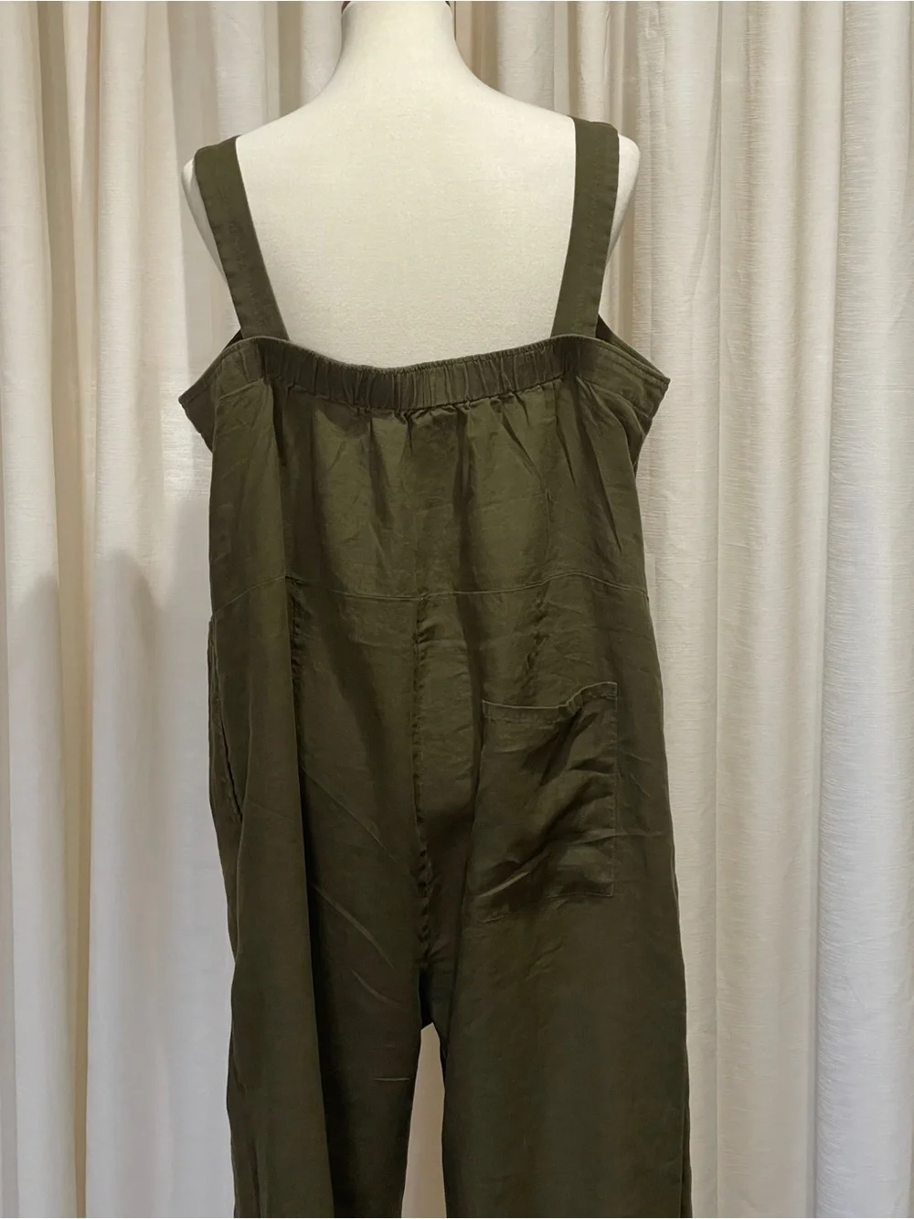 Quince Olive Green 100% European Linen Square Neck Jumpsuit XL Lagen Minimalist
